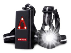USB Uppladdningsbar Bröstlampa, 250 Lumen, 3 Lägen, 90° Justerbar Stråle, Rött Varningsljus, Vattentät IP65 för Löpning, Jogging, Utomhus