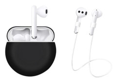 Huawei Freebuds 3 silikonskydd med nackrem - Svart