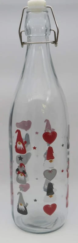 Glasflaska med tomtar, 1 L
