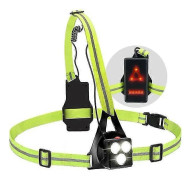 Löparlampa för löpare, 360 Lumen LED Laddningsbar Bröstlampa med Säkerhetsvarningslampa