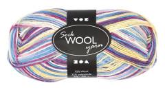  Strumpgarn, L: 200 m, off-white/lila harmoni, 50g