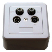 Triax Antennuttag (Twin) SAT-CATV 9mm (vit)